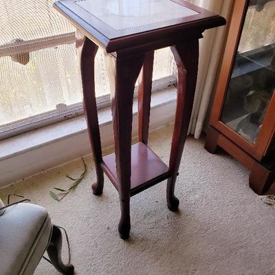 Wood Marble Top Pedestal Stand