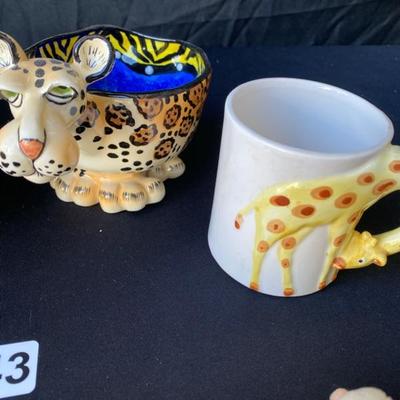 Jungle Theme bowls, mugs, magnetic animals-Lot 643