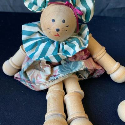 Wooden Spool Bunny/Mouse Dolls (2)-Lot 644