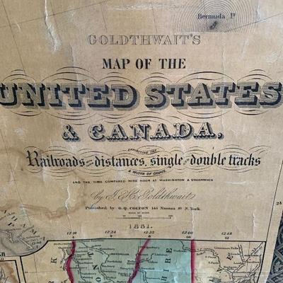 Goldthwaits 1861 US & Canada railroad map