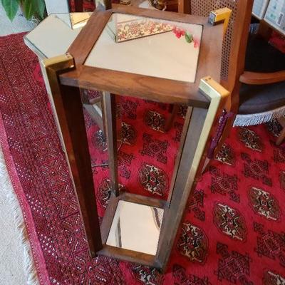 Vintage Wood/Glass Pedestal Stand