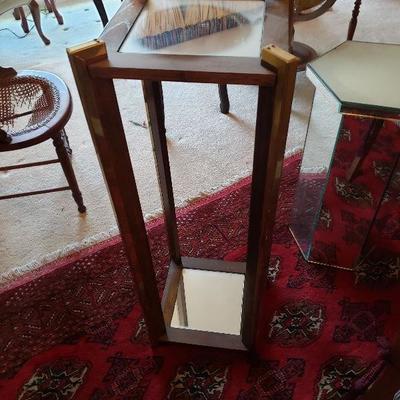 Vintage Wood/Glass Pedestal Stand