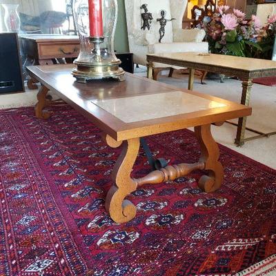 Vintage Alabaster Wood Coffee Table