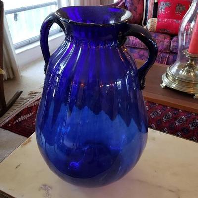 Vintage Cobalt Blue Large Vase, 18 H, 12 W