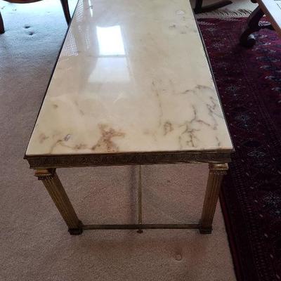 Antique Iron Marble Top Roman Style Coffee Table