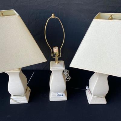 Lamps (3) 2 with shades-Lot 679