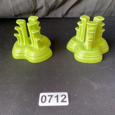 Fiestaware Green Candle Stick Holders(2)-Lot 712