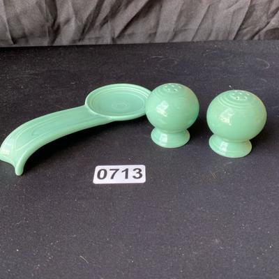 Fiestaware Spoon Rest & Small Salt and Peppe Shaker-Lot 713