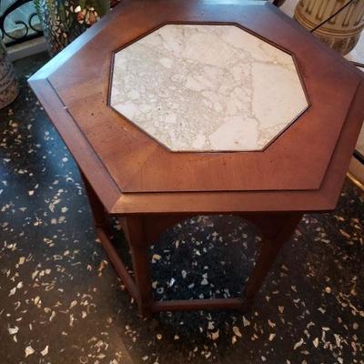 Small Wood Table with Marble Top