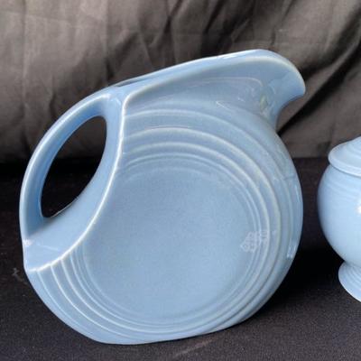 Fiesta Periwinkle Pitcher, Cream, Sugar with Lid-Lot 718