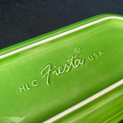 Fiestaware Green Platter, Sugar with Top, Creamer-Lot 719