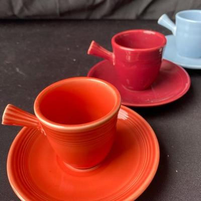 Fiestaware Demitasse Stick Handle Cups and Saucers (6)-Lot 740