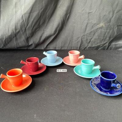 Fiestaware Demitasse Stick Handle Cups and Saucers (6)-Lot 740