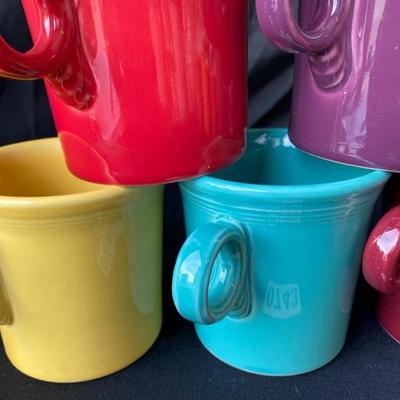 Fiesta Coffee Mugs (6) Gray, Red, Yellow, Purple, Teal, Burg (6)-Lot 743
