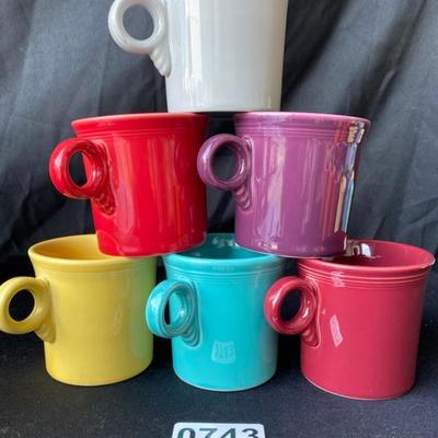 Fiesta Coffee Mugs (6) Gray, Red, Yellow, Purple, Teal, Burg (6)-Lot 743