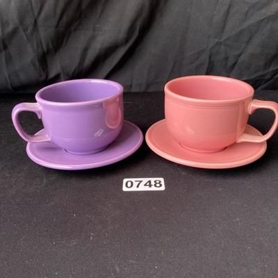 Fiesta X Large Coffee Cup with Saucers (2)- Lot 748