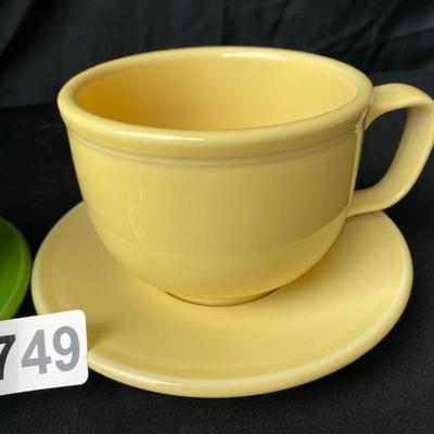 Fiesta X Large Coffee Mugs w/saucers (2)-Lot 749