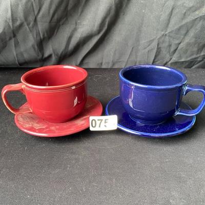 Fiesta X Large Coffee Mugs w.Saucers (2)-Lot 751