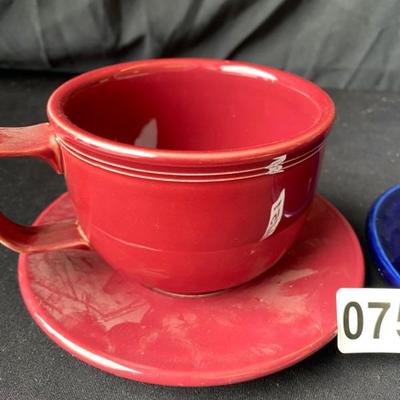 Fiesta X Large Coffee Mugs w.Saucers (2)-Lot 751
