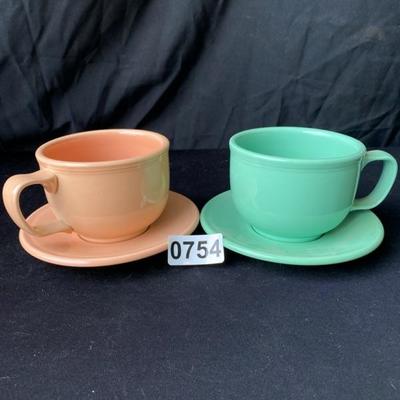Fiesta X Large Coffee Cups with Saucers (2)-Lot 754
