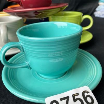 Fiesta Coffee Mugs w/Saucers (7)-Lot 756