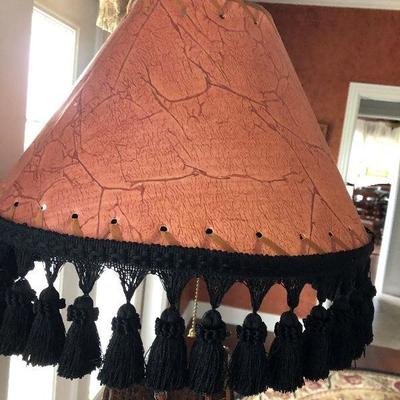 Lamp with wagon wheel