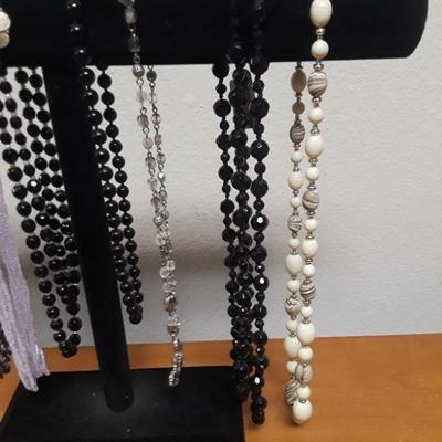Black & White Beaded Necklace Lot
