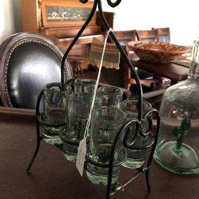 shot glasses and decanter
