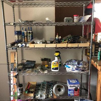 Metal shelf and contents