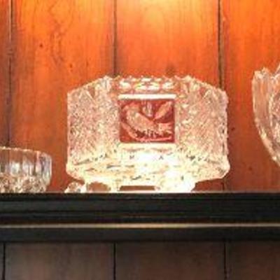 Crystal bowls and vase