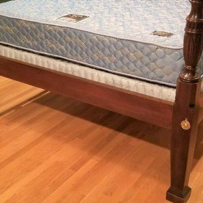 Lot #1   Gorgeous Queen Four Poster Rice Bed w/luxury Mattress set - super clean
