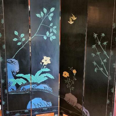 Lot #19  Vintage Asian Style Room Divider/Screen...two-sided beauty!