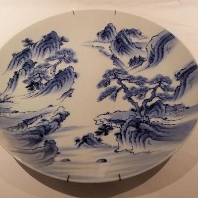 Lot #22  Antique Blue and White Chinese Porcelain Charger - 19th Century