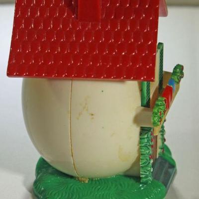 Lot 4: Wooden Bunny and Vintage Plastic Egg House Viewer