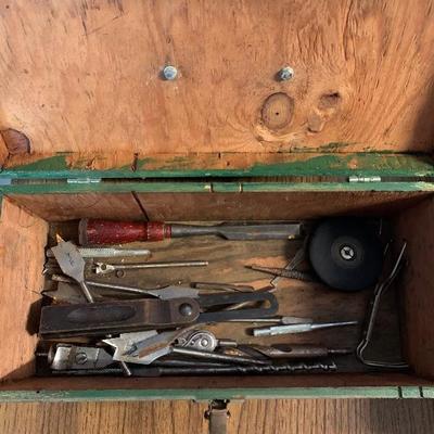 Wooden box of tools 