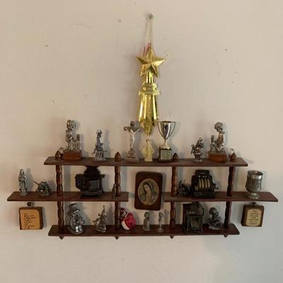 Collectible miniatures lot plus shelf 