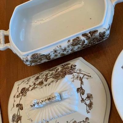 Brown & white antique dishes -Price Reduced!