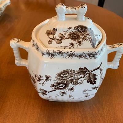 Brown & white antique dishes -Price Reduced!