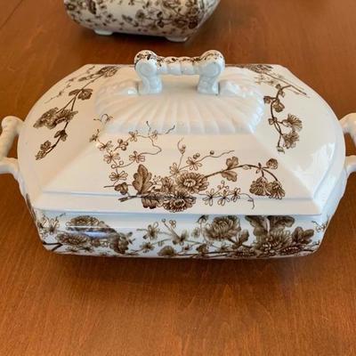 Brown & white antique dishes -Price Reduced!
