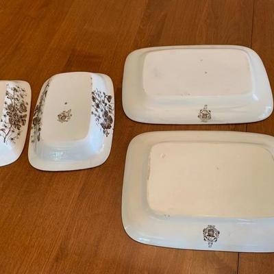Brown & white antique dishes -Price Reduced!