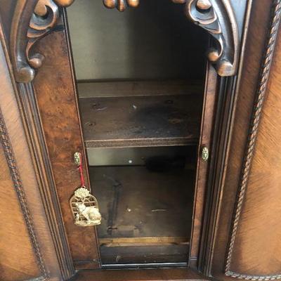 Antique Radio Cabinet Electronics Removed and Converted Into Interior Shelves