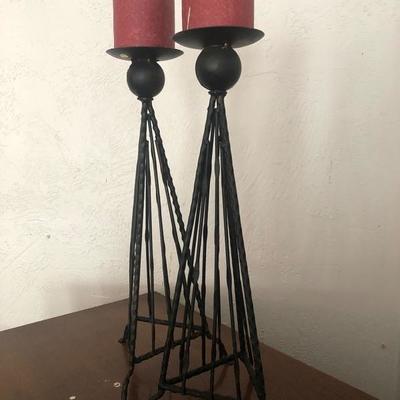 Set of 2 Modern Candleholders with Candles