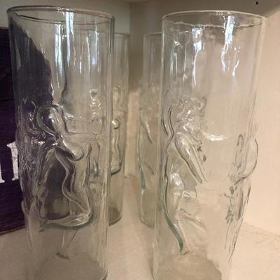 Mid century 4 naked dancing lady glasses  3D
