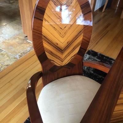 Tiger and Zebra Wood Table with Six Chairs and Matching Buffet