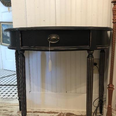 Black distressed 1/2 moon table 