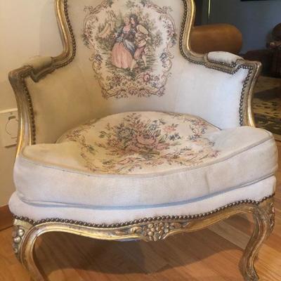 Antique French Bergere Petite Point Chair
