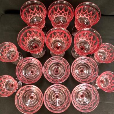 Pink glass  stemware set