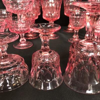 Pink glass  stemware set