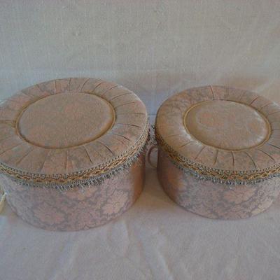 Pair (2) Decorative Padded Hat Storage Box 