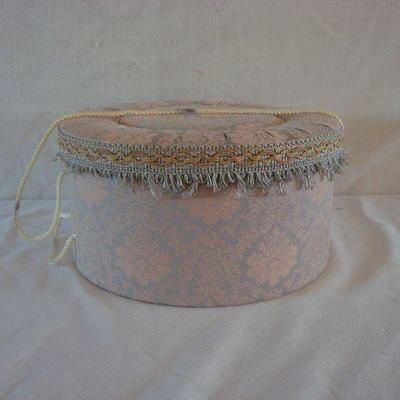 Pair (2) Decorative Padded Hat Storage Box 